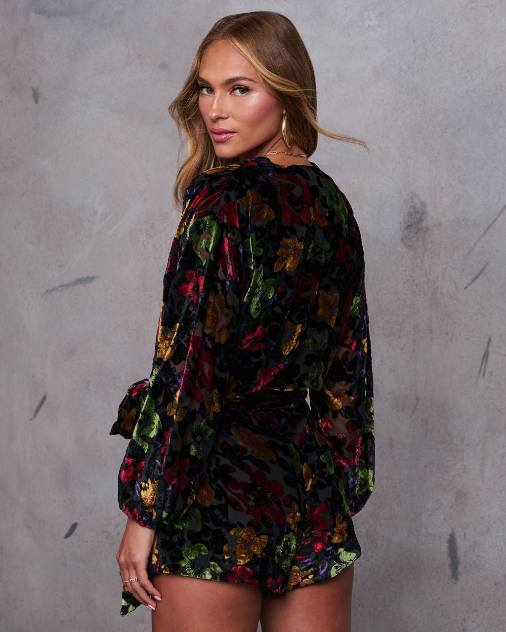 Come On Over Wrap Tie Velvet Romper