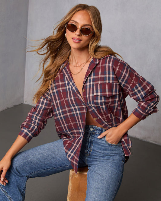 English Ivy Plaid Button Down Top