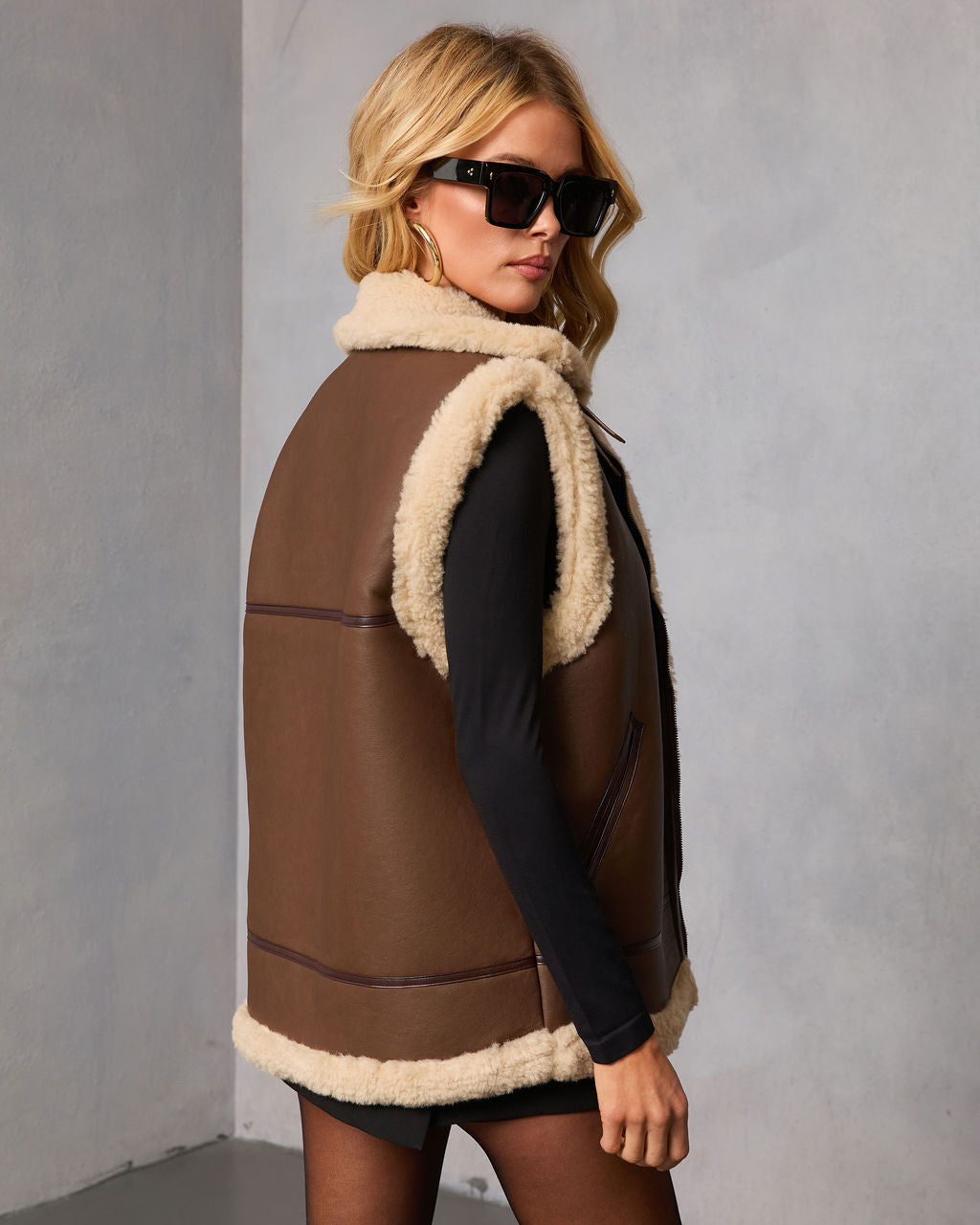 Rustic Lodge Sherpa Lined Vegan Leather Vest