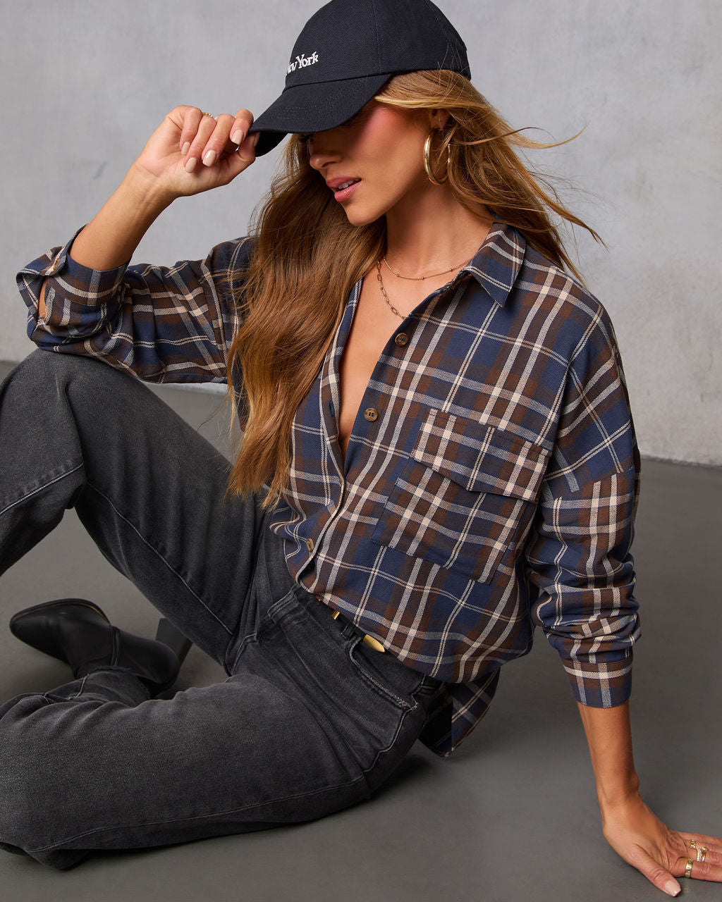 English Ivy Plaid Button Down Top