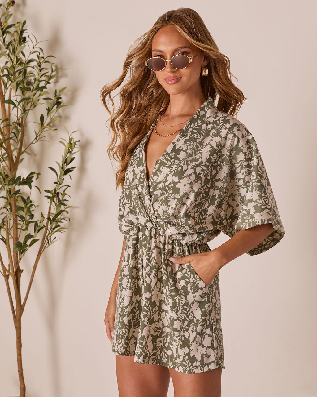 Barely Bloom Surplice Romper