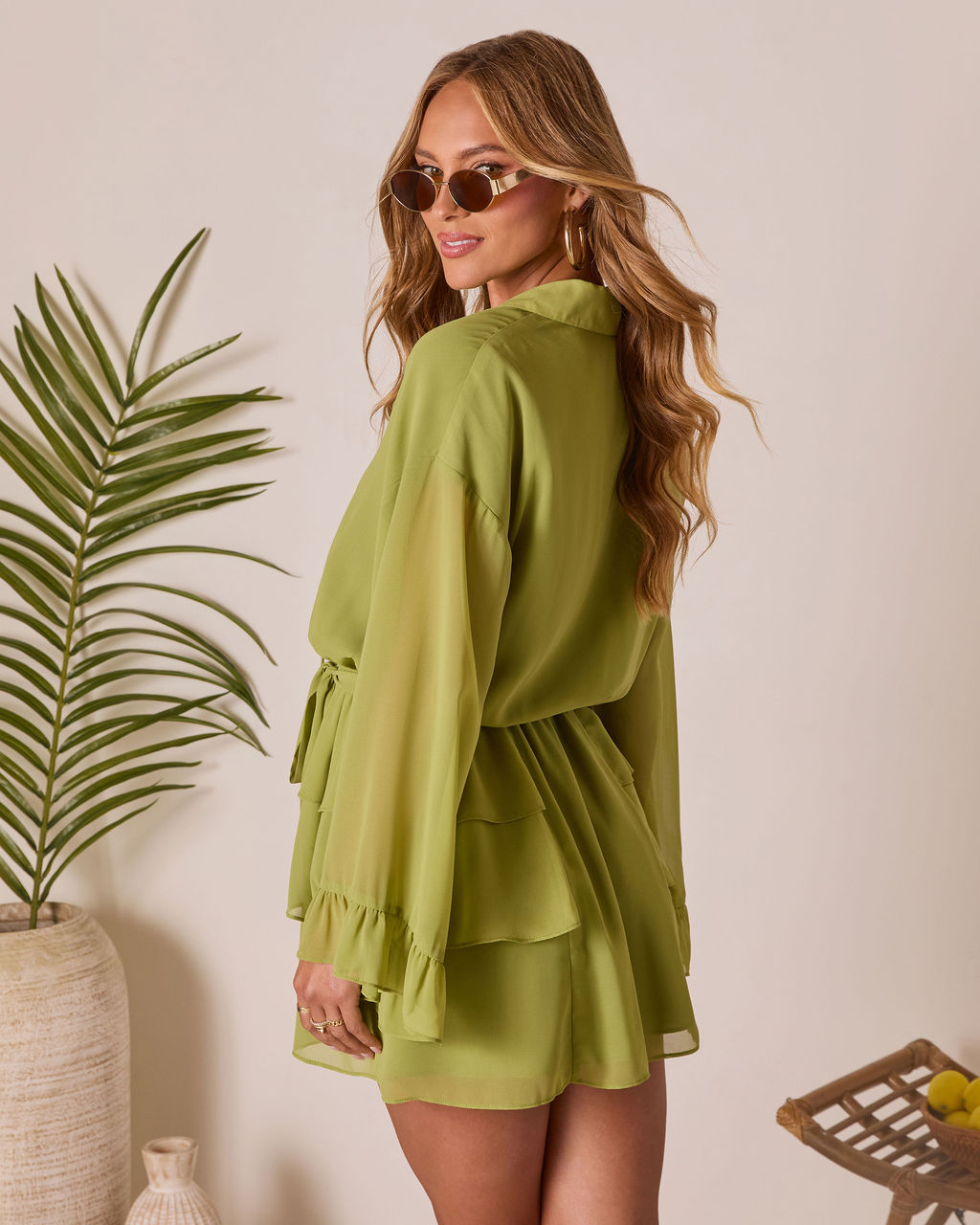 Odessi Tiered Waist Tie Mini Dress