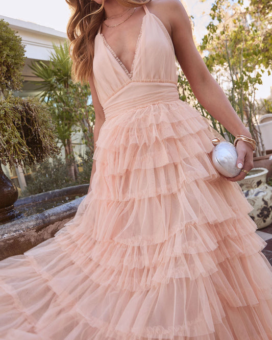 Love Filled Tiered Tulle Maxi Dress