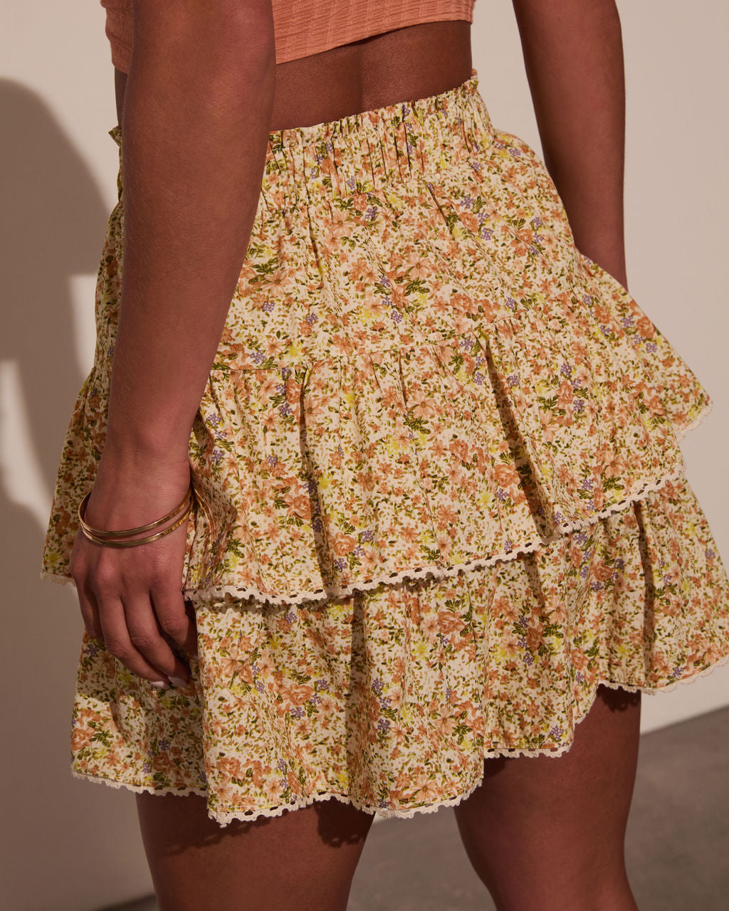 Rosalia Tiered Floral Mini Skirt