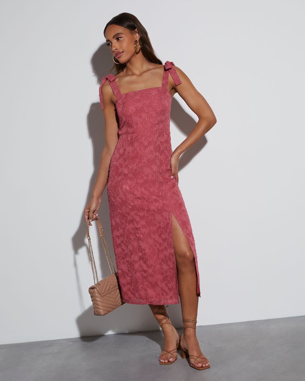 Lisbeth Tie Straps Midi Dress
