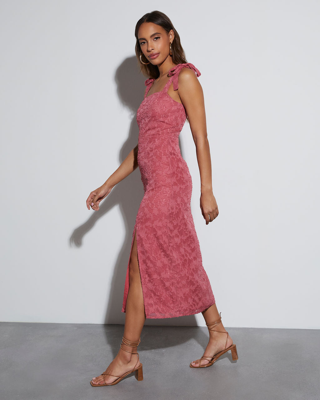 Lisbeth Tie Straps Midi Dress