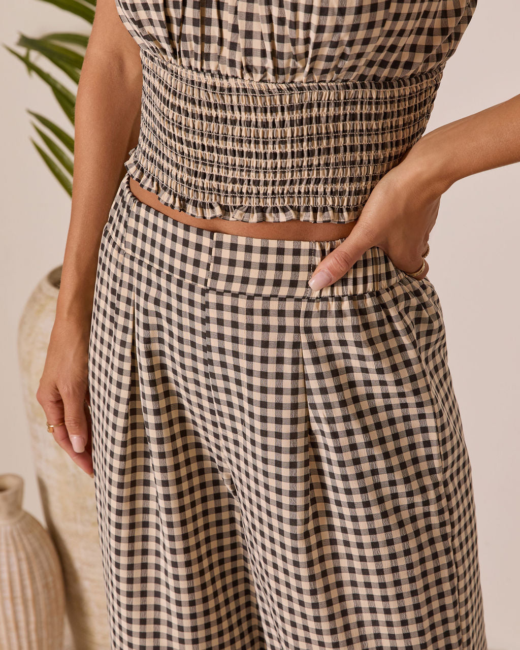 Salanah Wide Leg Gingham Pants