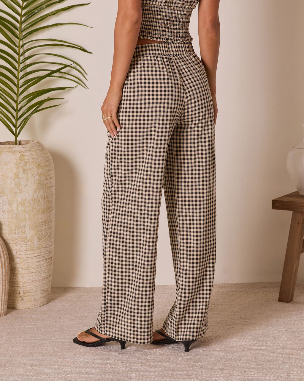 Salanah Wide Leg Gingham Pants