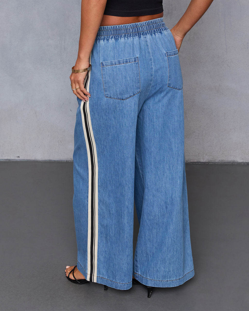 Rosalenda Side Stripe Chambray Pants