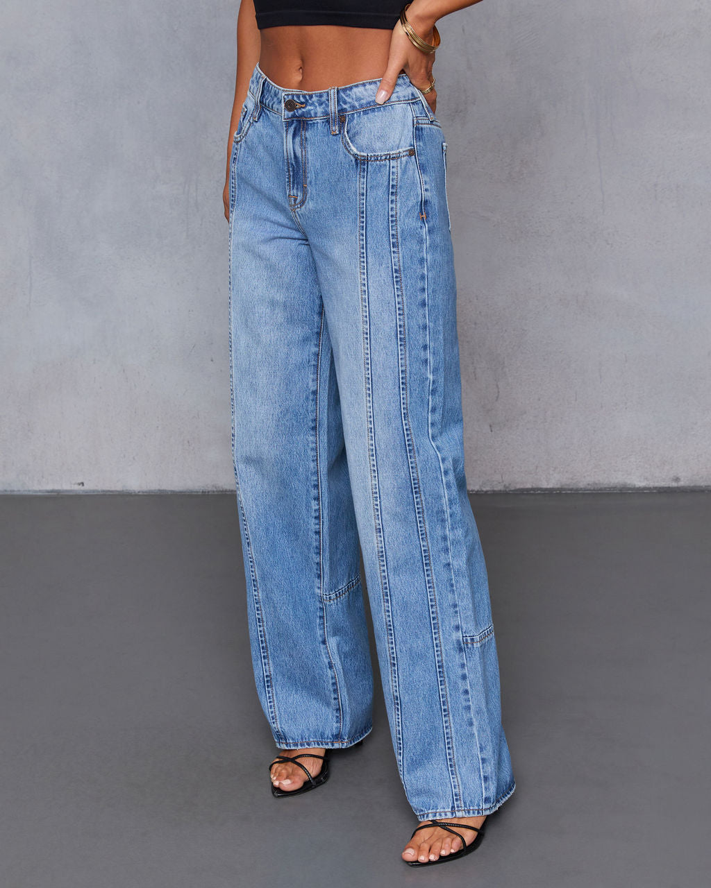 Mellorie Rigid Pintuck Straight Leg Jeans