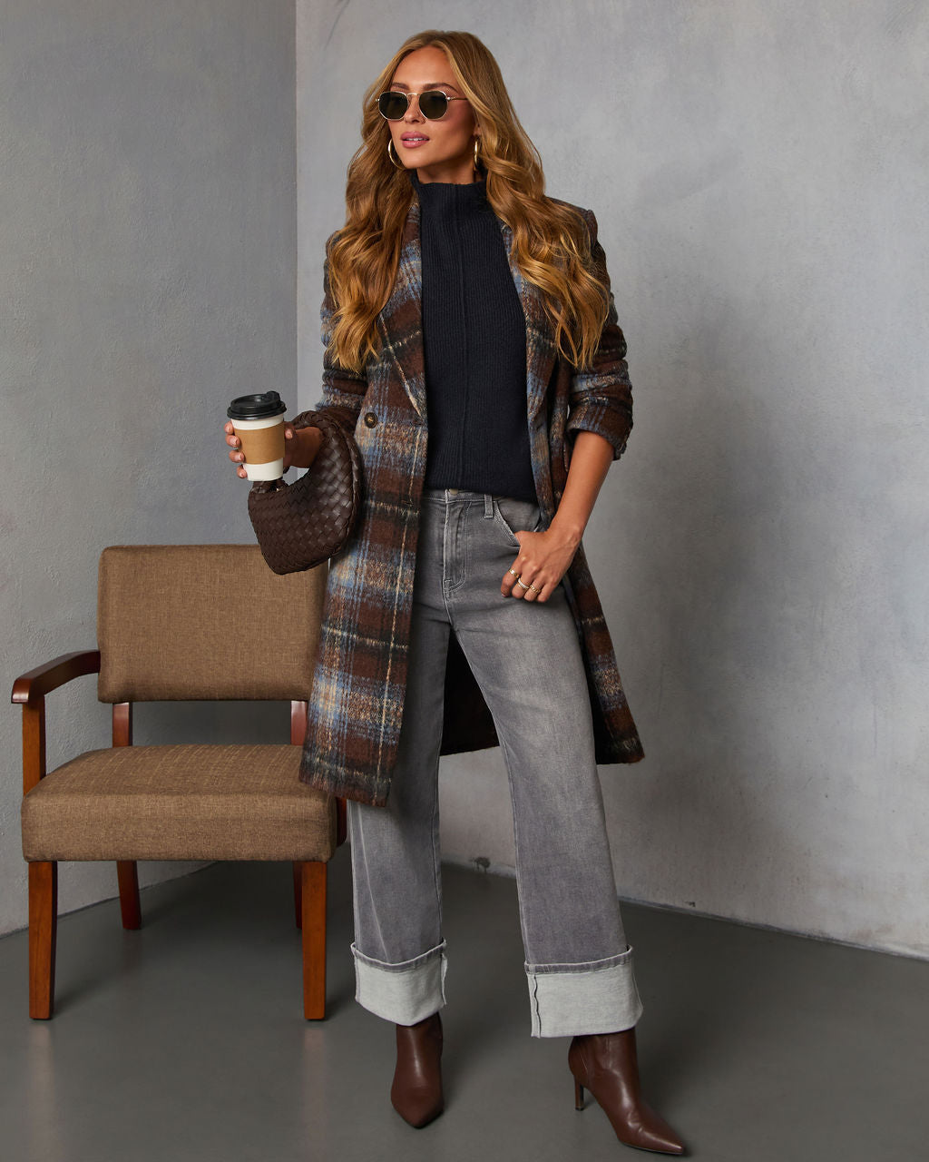 Devora Plaid Double Breasted Coat