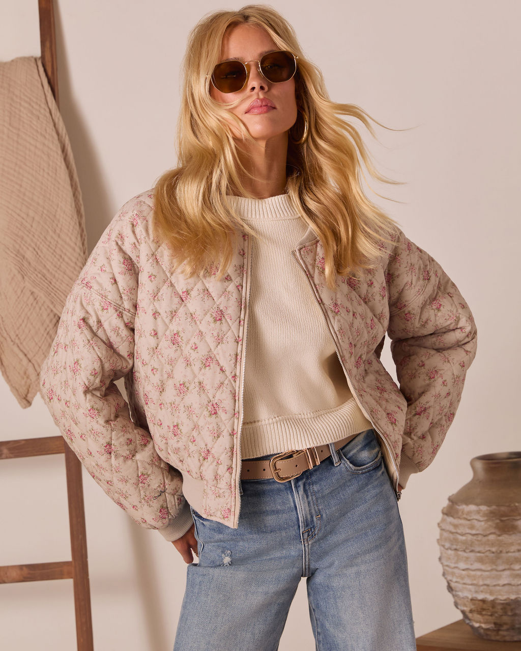 Amber Season Printed Quilted Bomber Jacket