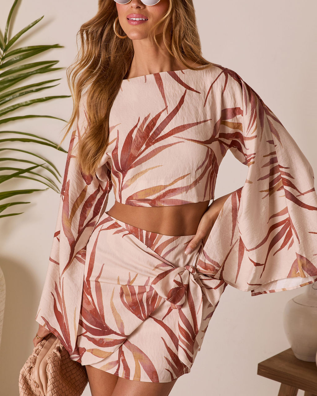 Ramiah Wrap Tropical Mini Skirt