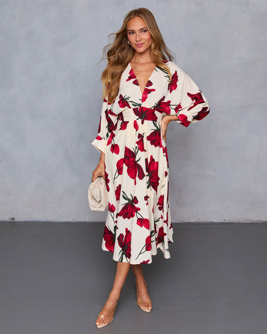 Sweet For You Kimono Sleeve Midi Dress