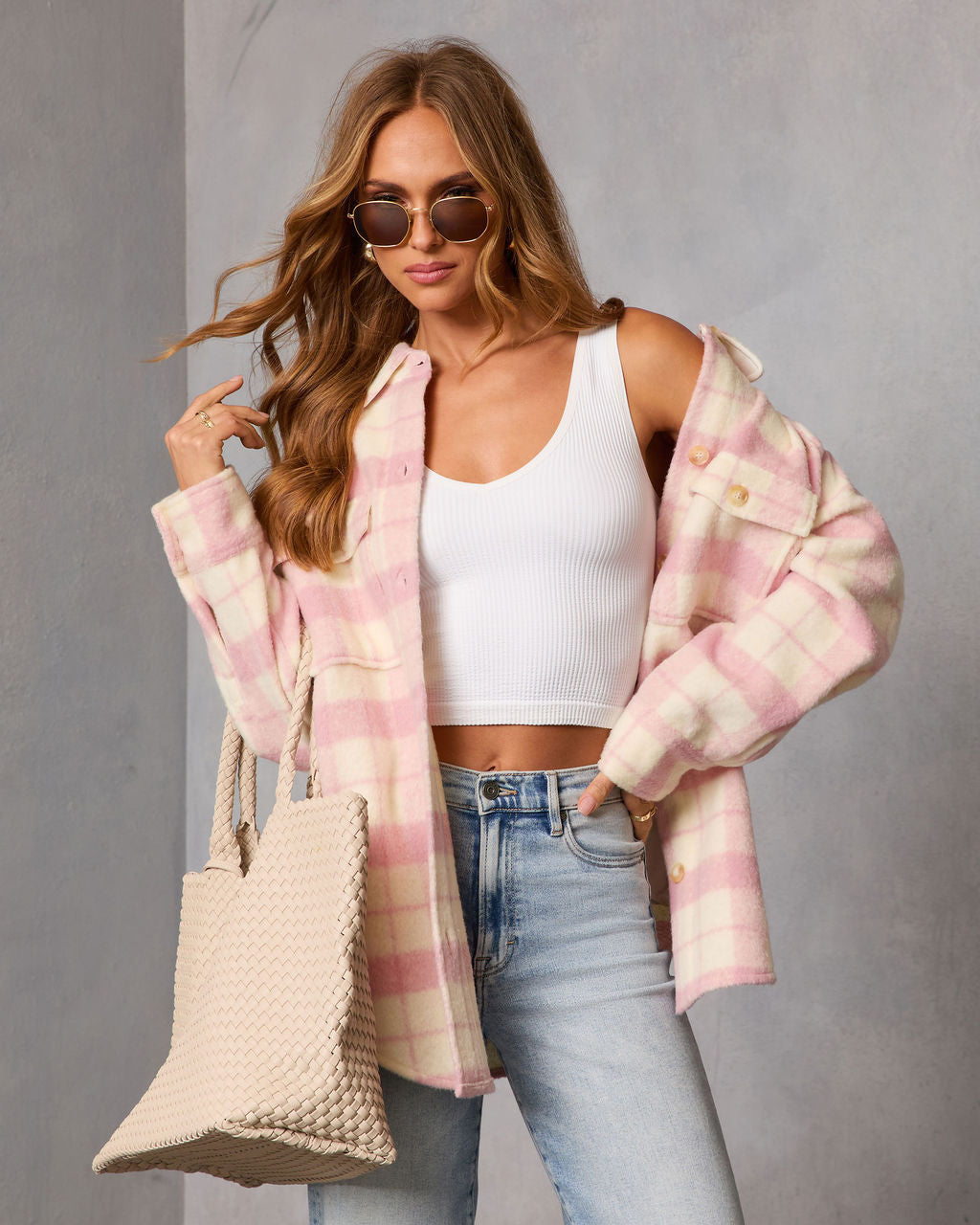 Winter Darling Plaid Button Up Shirt Jacket