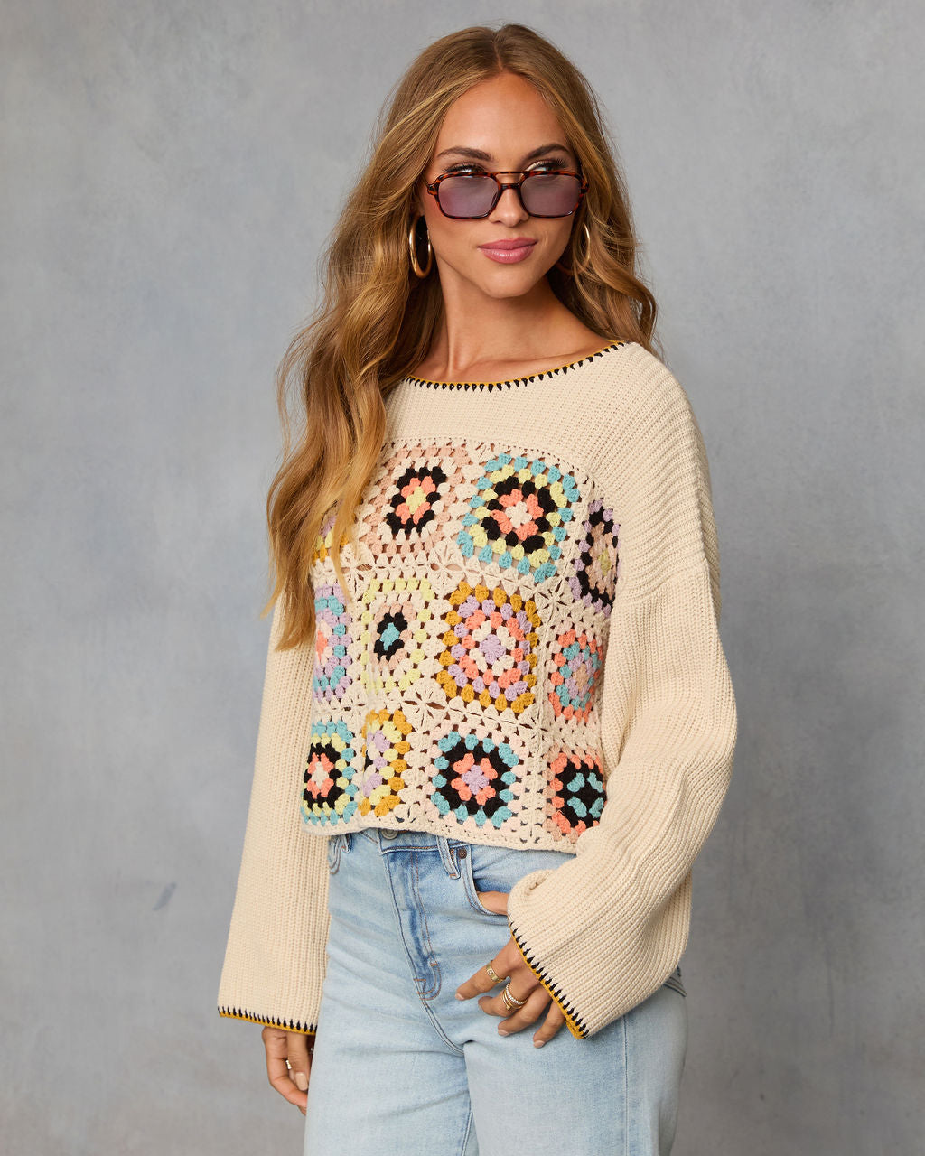 Melenia Abstract Crochet Sweater