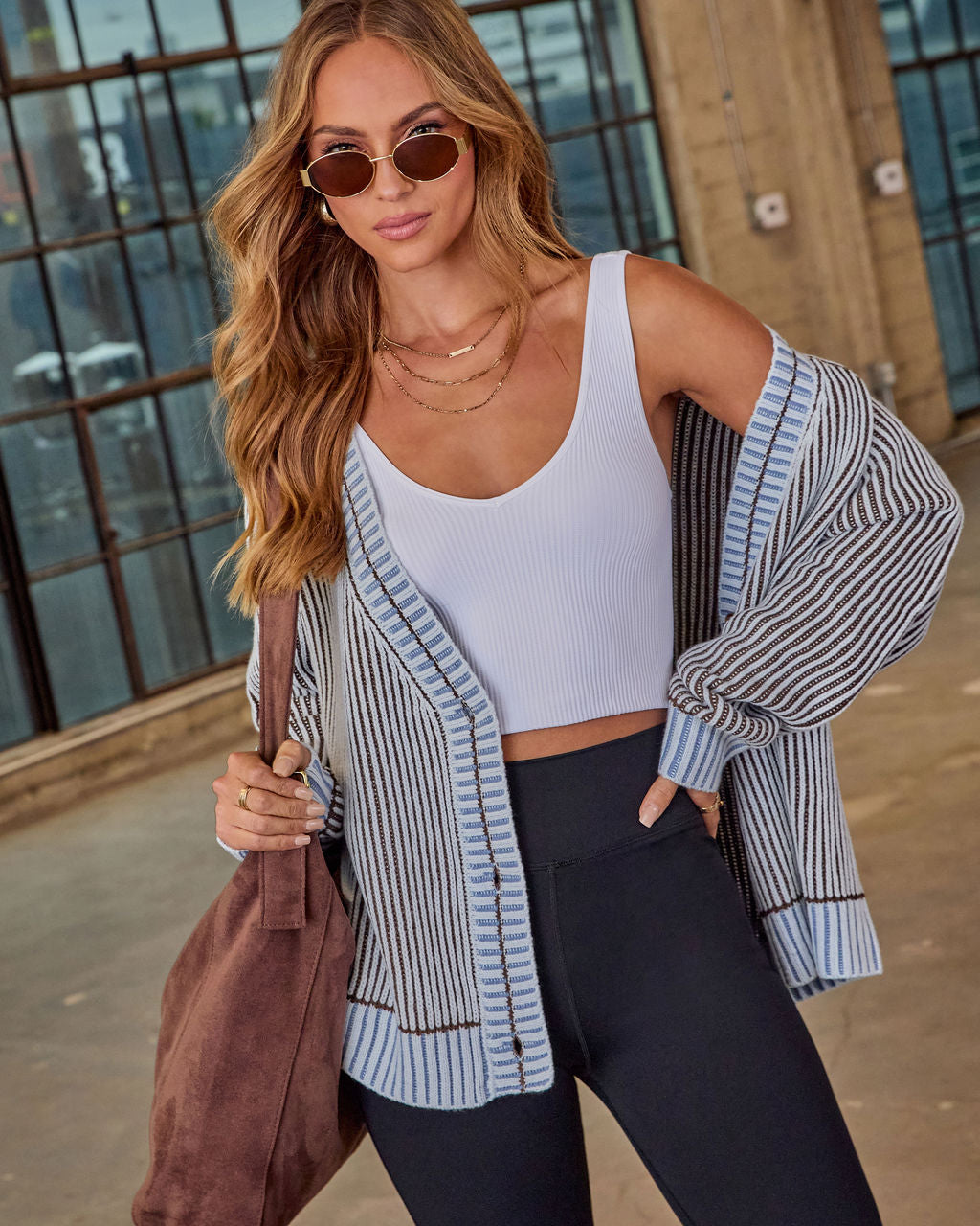 Hamina Ribbed Knit Contrast Trim Cardigan