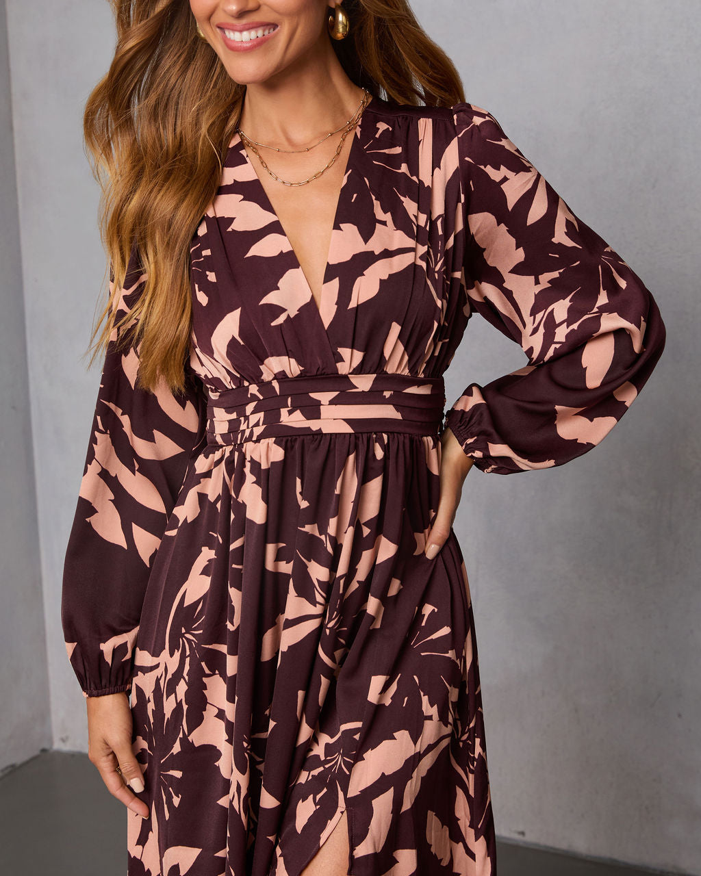 Maple Bloom A Line Maxi Dress