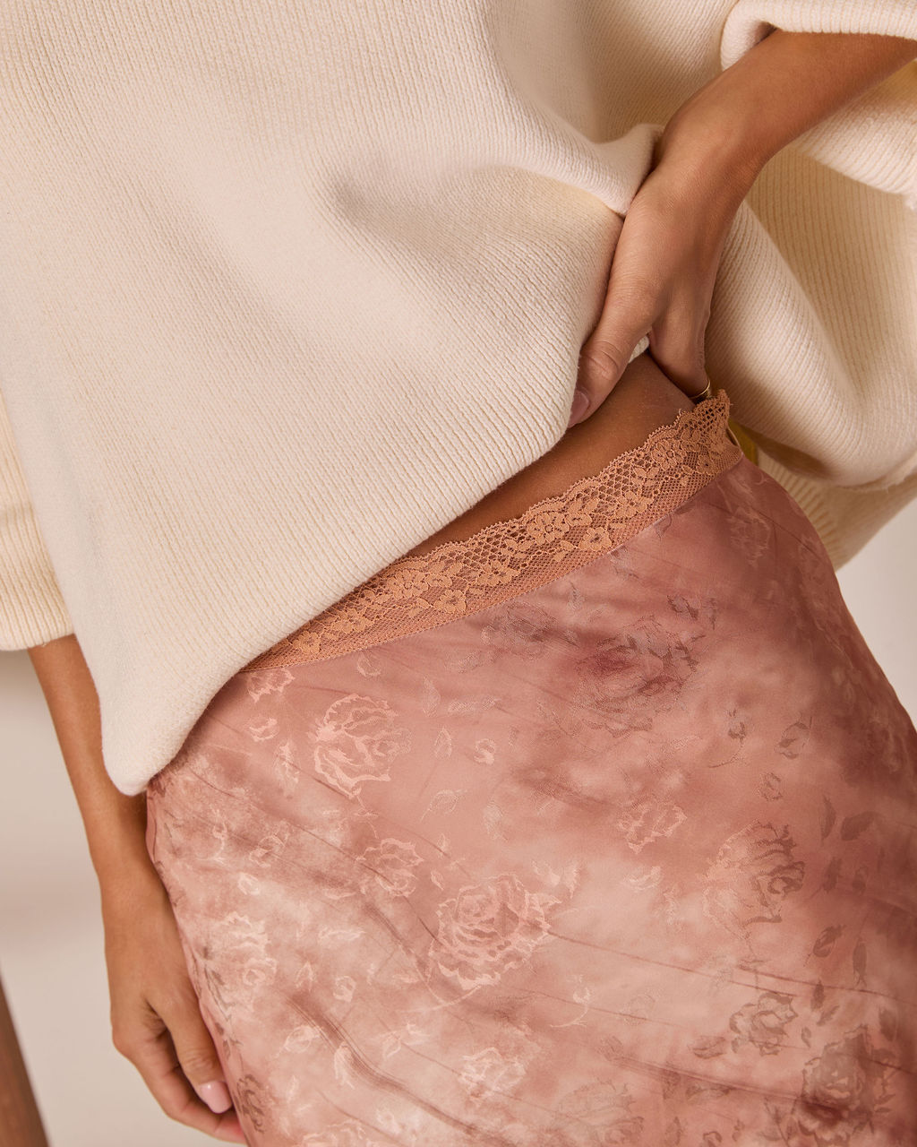 Rogue Bloom Satin Jacquard Printed Maxi Skirt