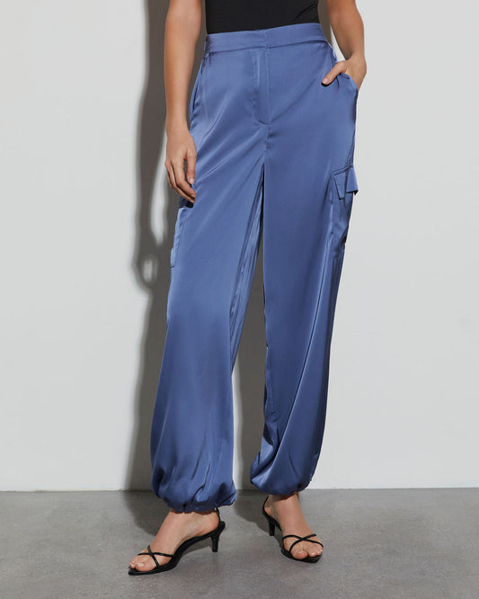 Alana Pocketed Satin Cargo Joggers