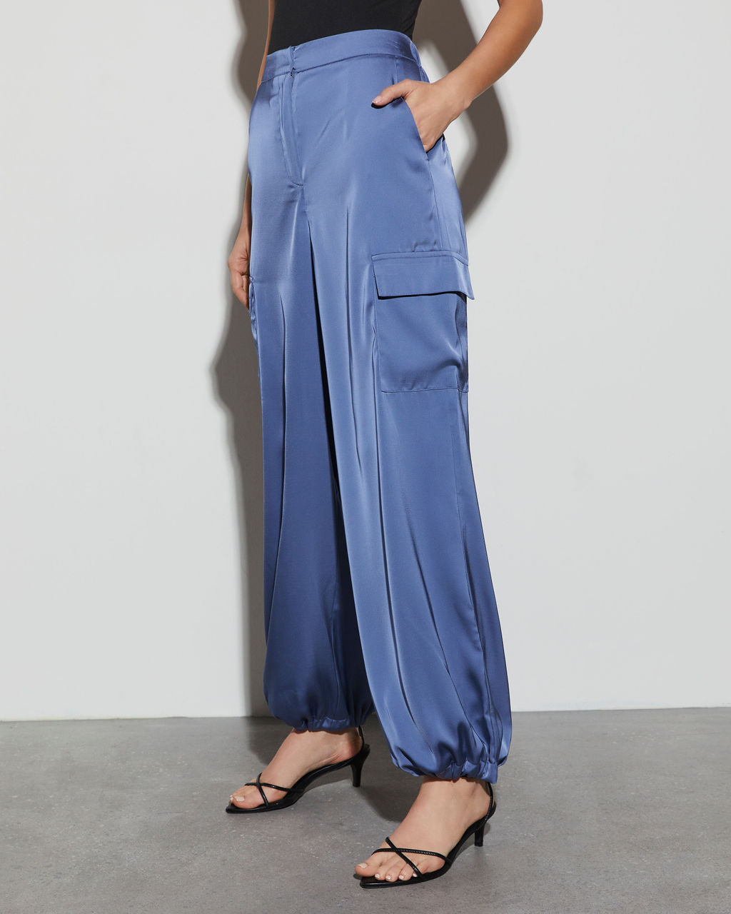 Alana Pocketed Satin Cargo Joggers