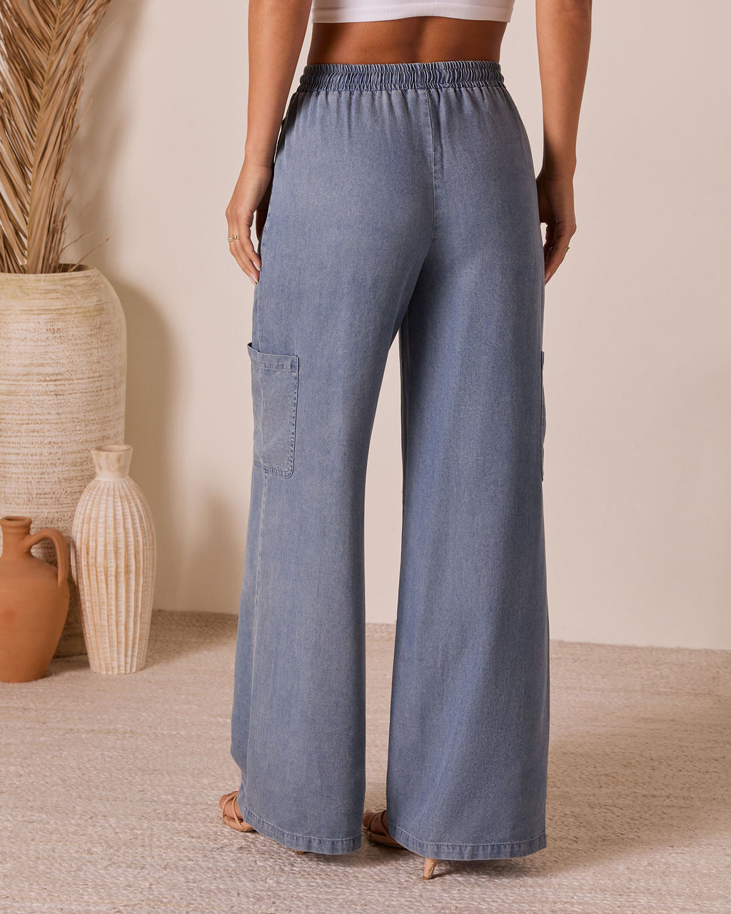 Soleena Chambray Cargo Pants