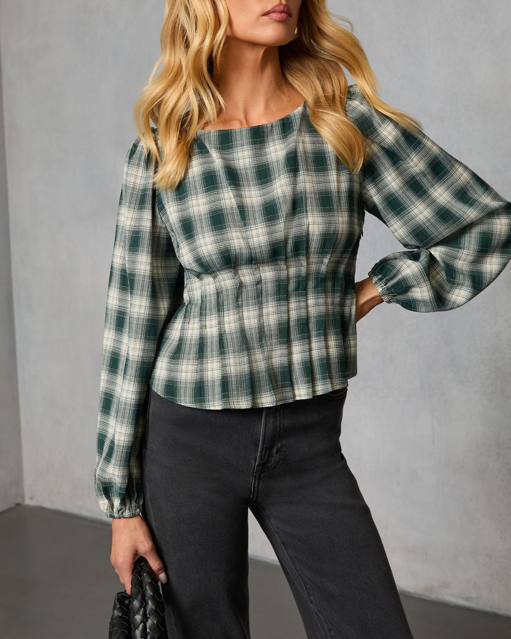 Seasoned Whimsy Plaid Peasant Top