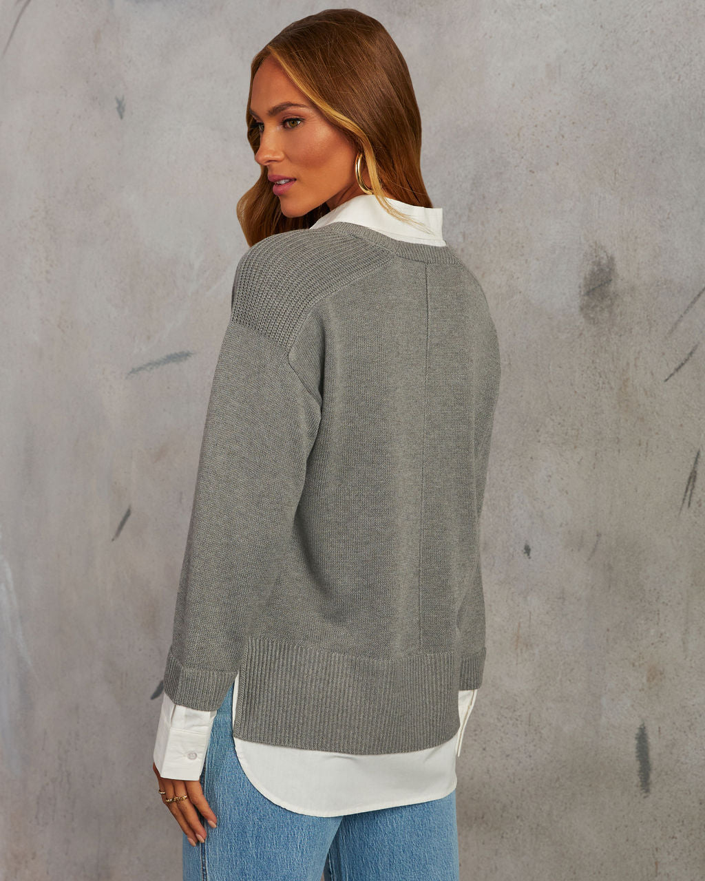 Xira Poplin Contrast Pullover Sweater