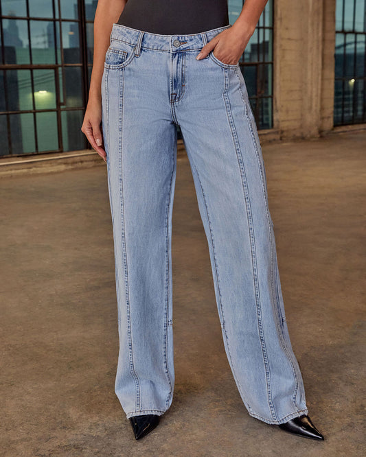 Claira Rigid Pintuck Relaxed Leg Jeans