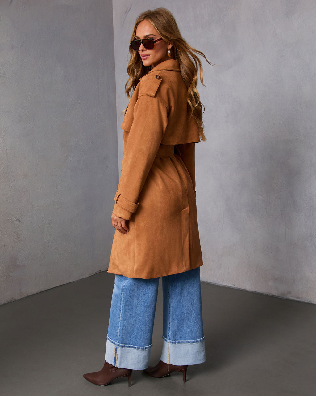 Samelah Suede Belted Trench Coat