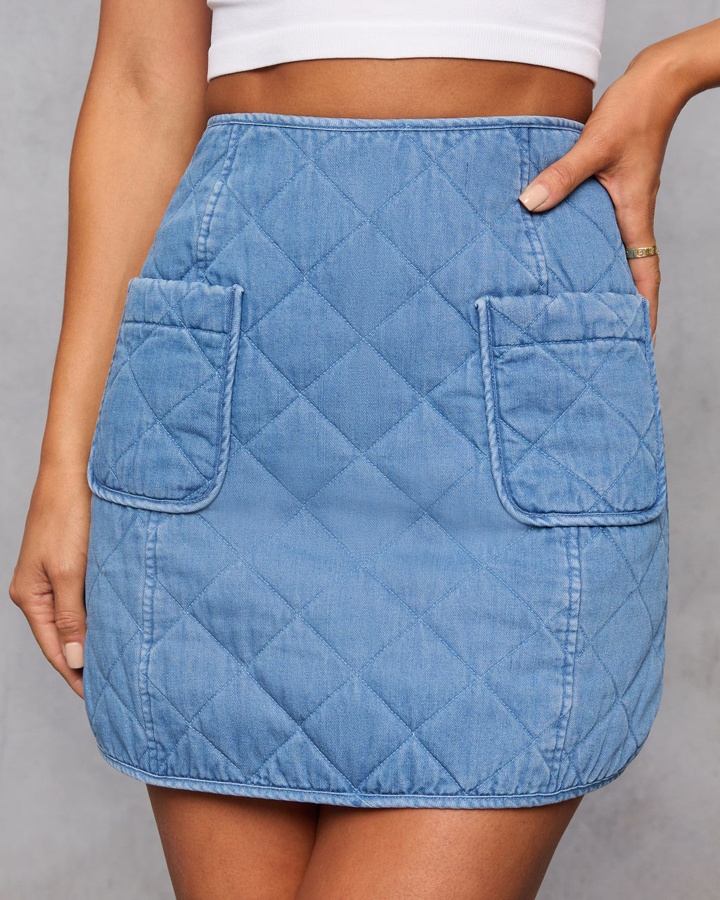 Roisin Quilted Denim Mini Skirt