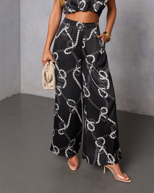 Dennie Printed Satin Wide Leg Pants