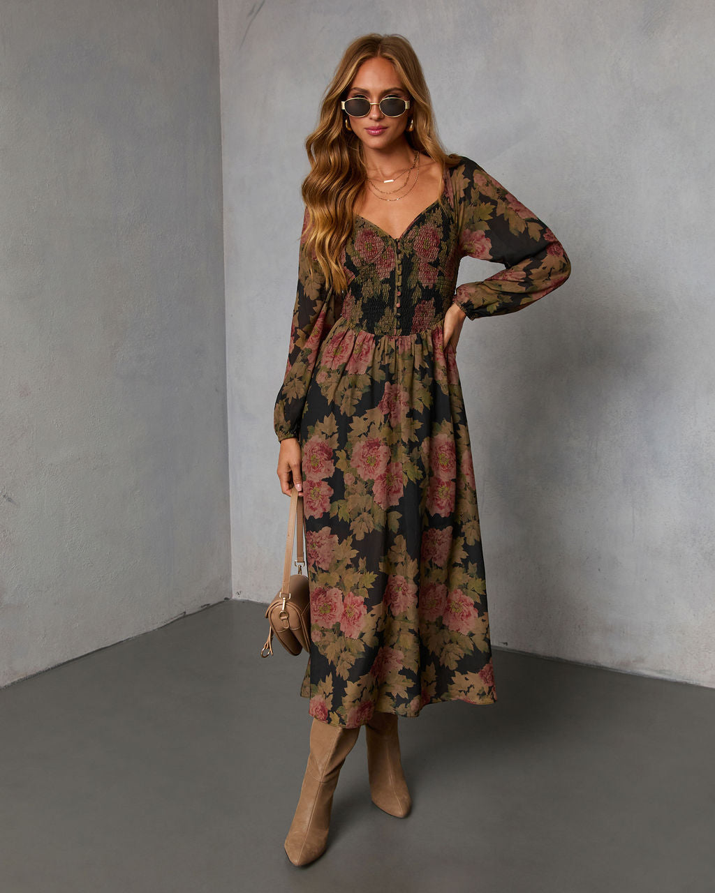 Mekia Printed Smocked Maxi Dress