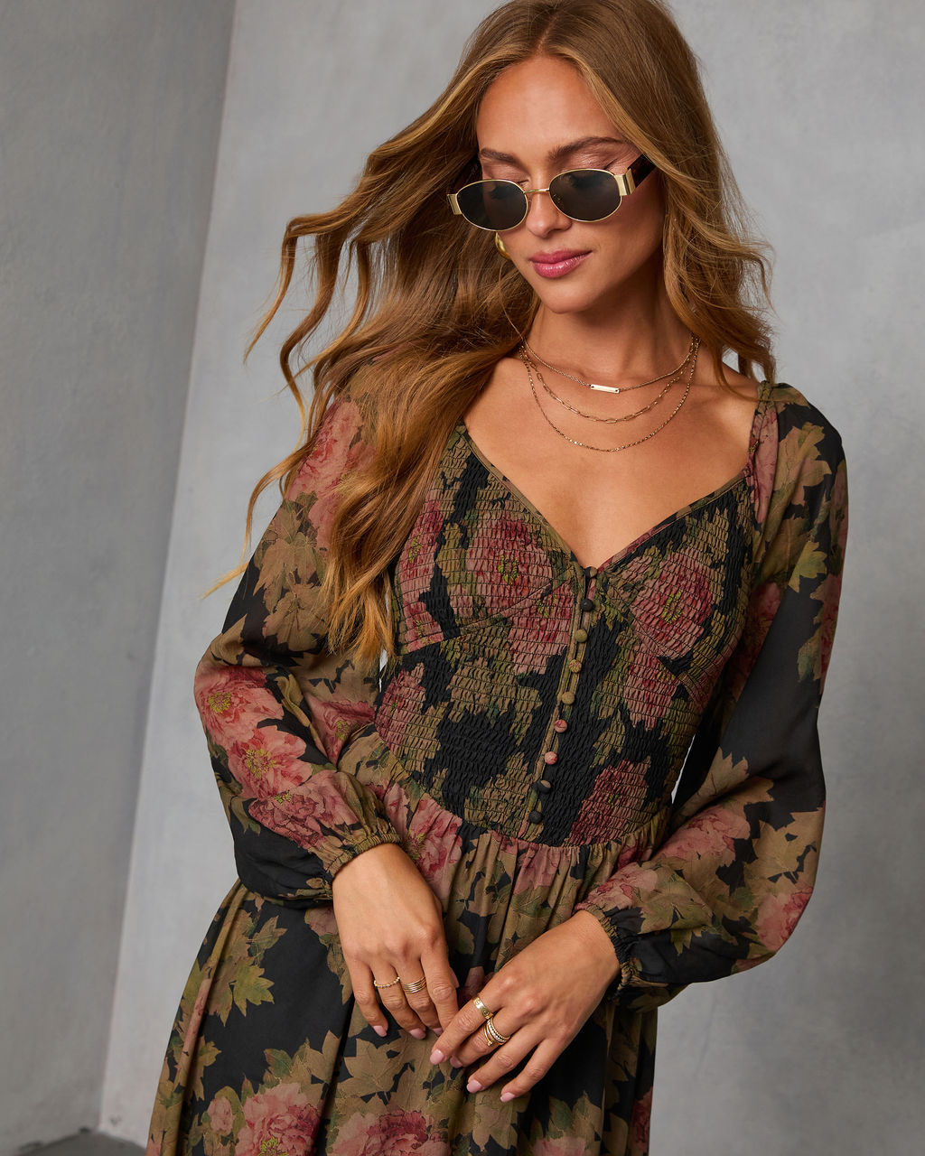 Mekia Printed Smocked Maxi Dress