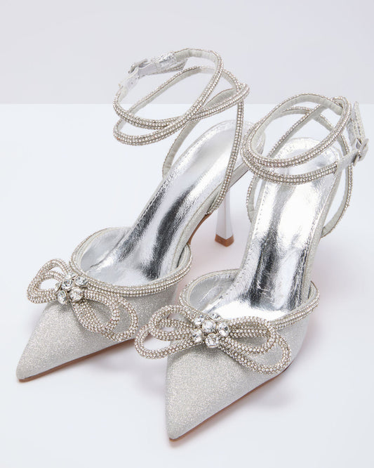 Polished Spark Embellished Bow Heels