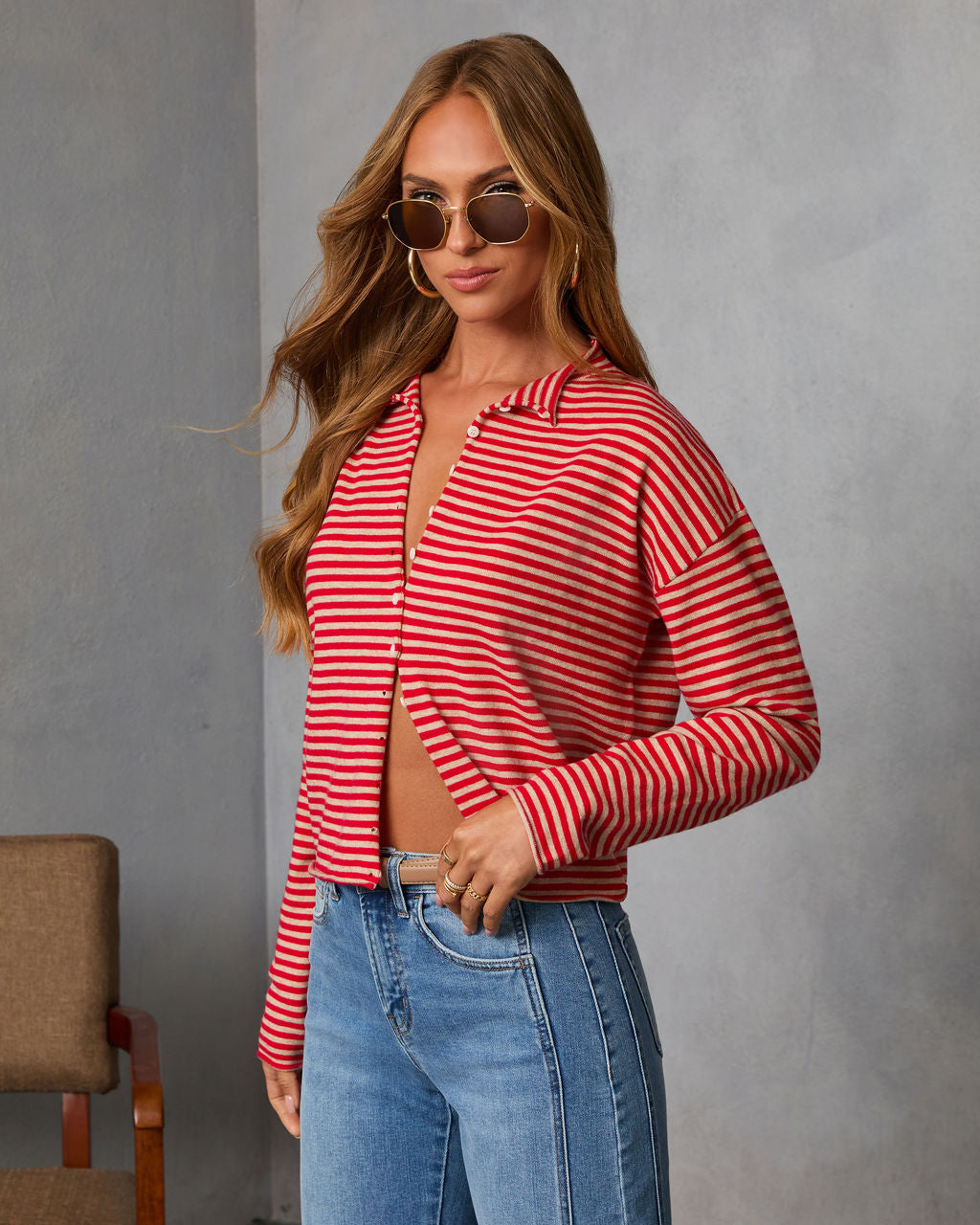 Madeley Contrast Striped Cardigan