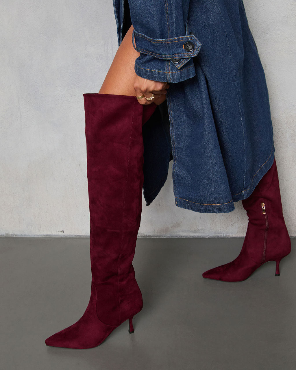 Spiced Garnet Suede Over The Knee Boots