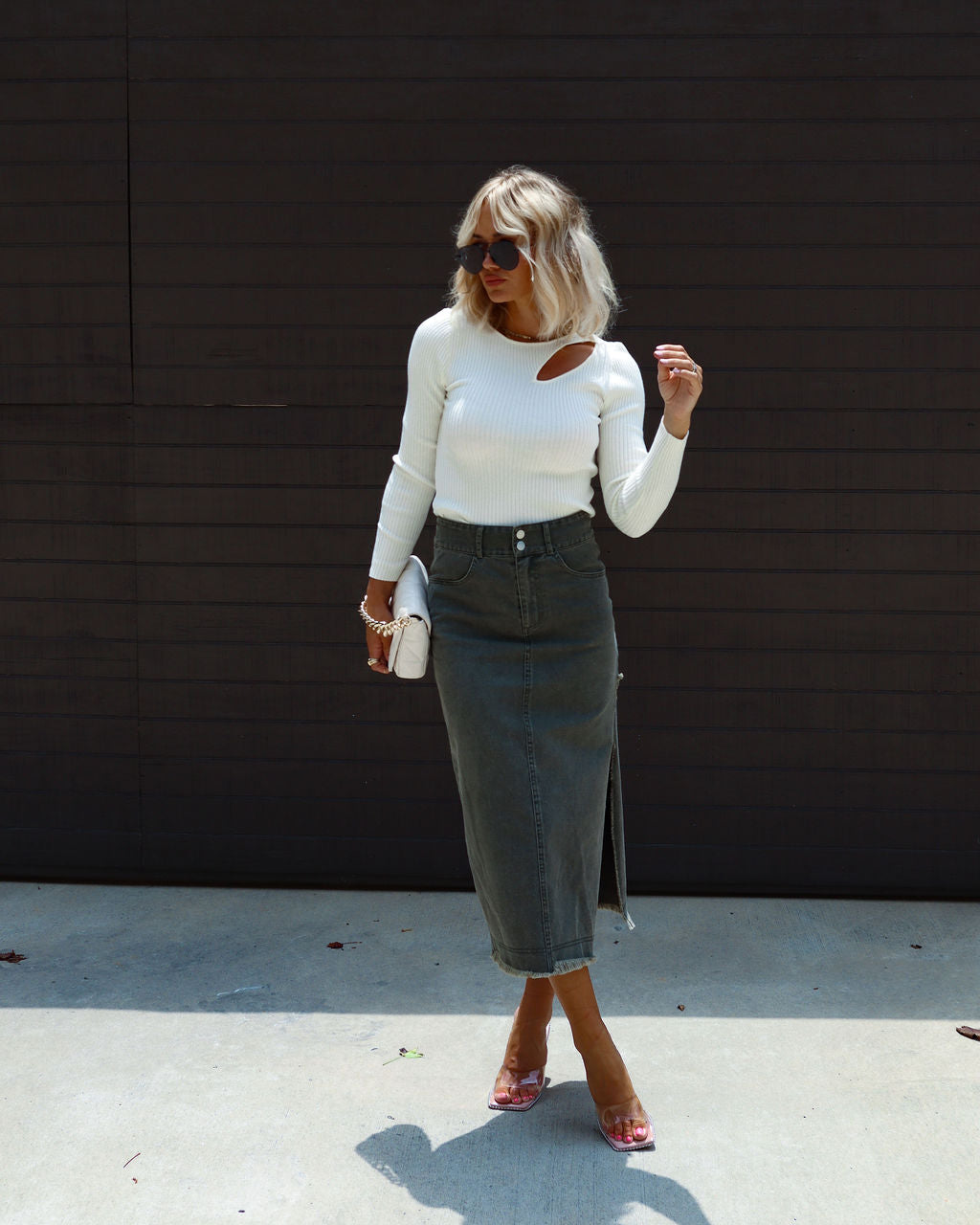 Montclair Cutout Ribbed Knit Sweater Top