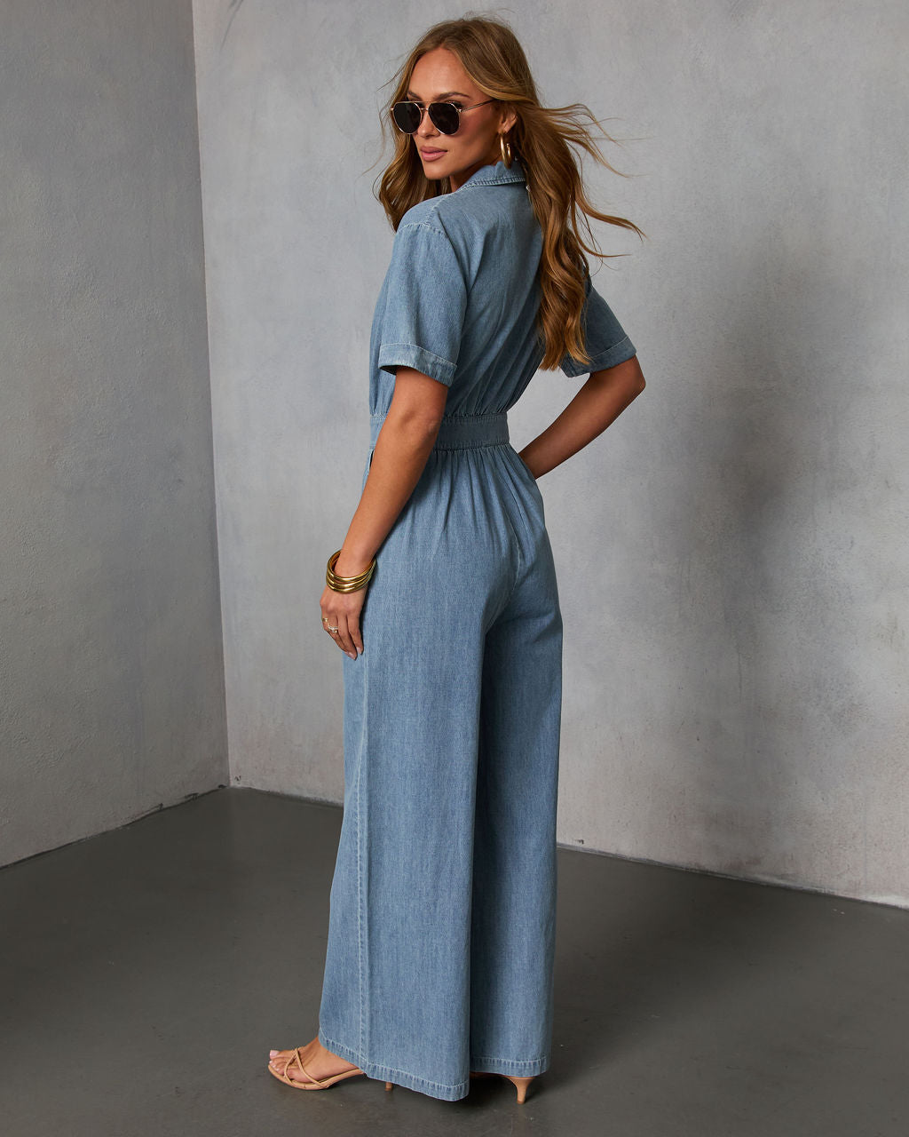 Cortado Short Sleeve Denim Jumpsuit