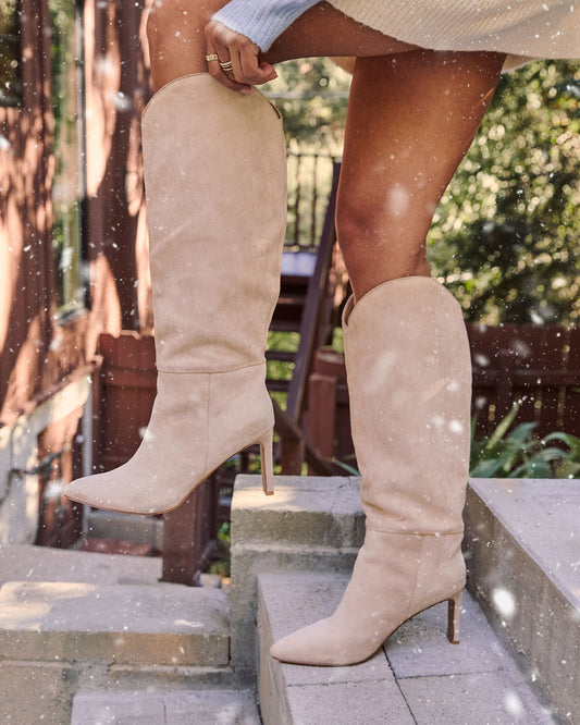 Honeyed Haze Suede Knee High Boots