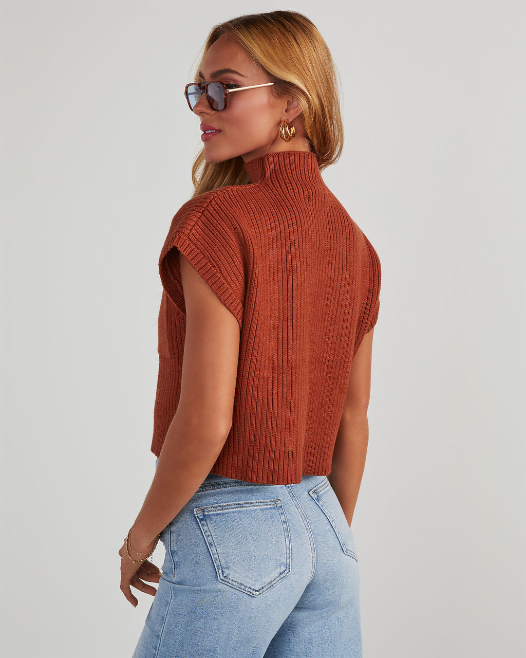 Brooke Mock Neck Short Sleeve Sweater