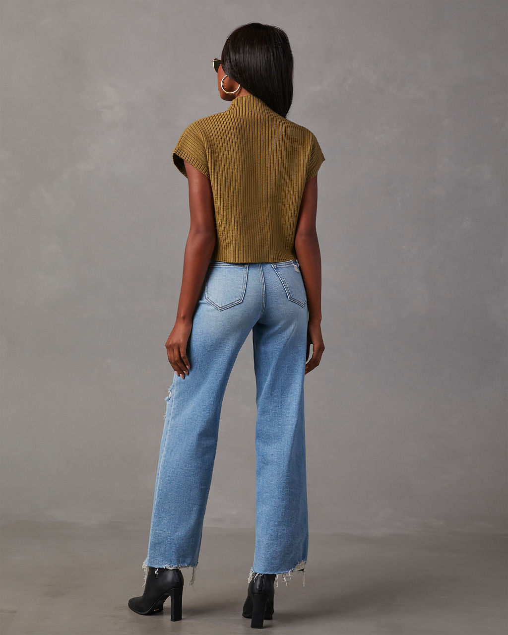 Brooke Mock Neck Short Sleeve Sweater